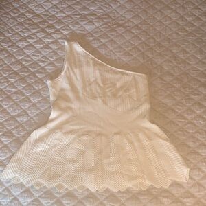 New York & Company White One-Shoulder Top